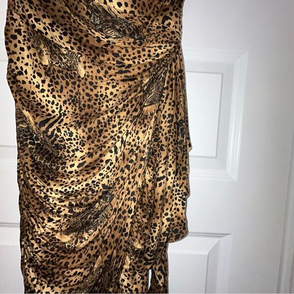 Vintage Lillie Rubin Animal Print Cap Sleeve Ruched Dress - Picture 3 of 9